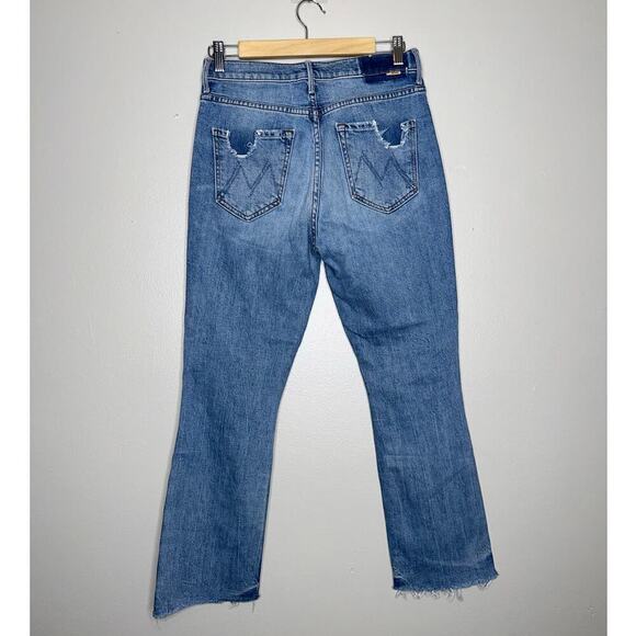 Mother Superior The Insider Crop Step Fray Kick Flare Jeans Distressed Size 27 - Picture 7 of 7